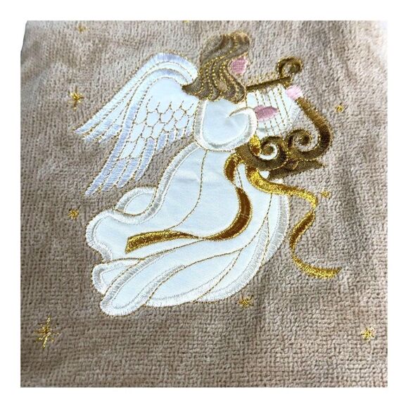Angel Embroidered Bath & Hand Towel Set By Cecil Saydah Christmas Holidays Lot - Picture 2 of 6